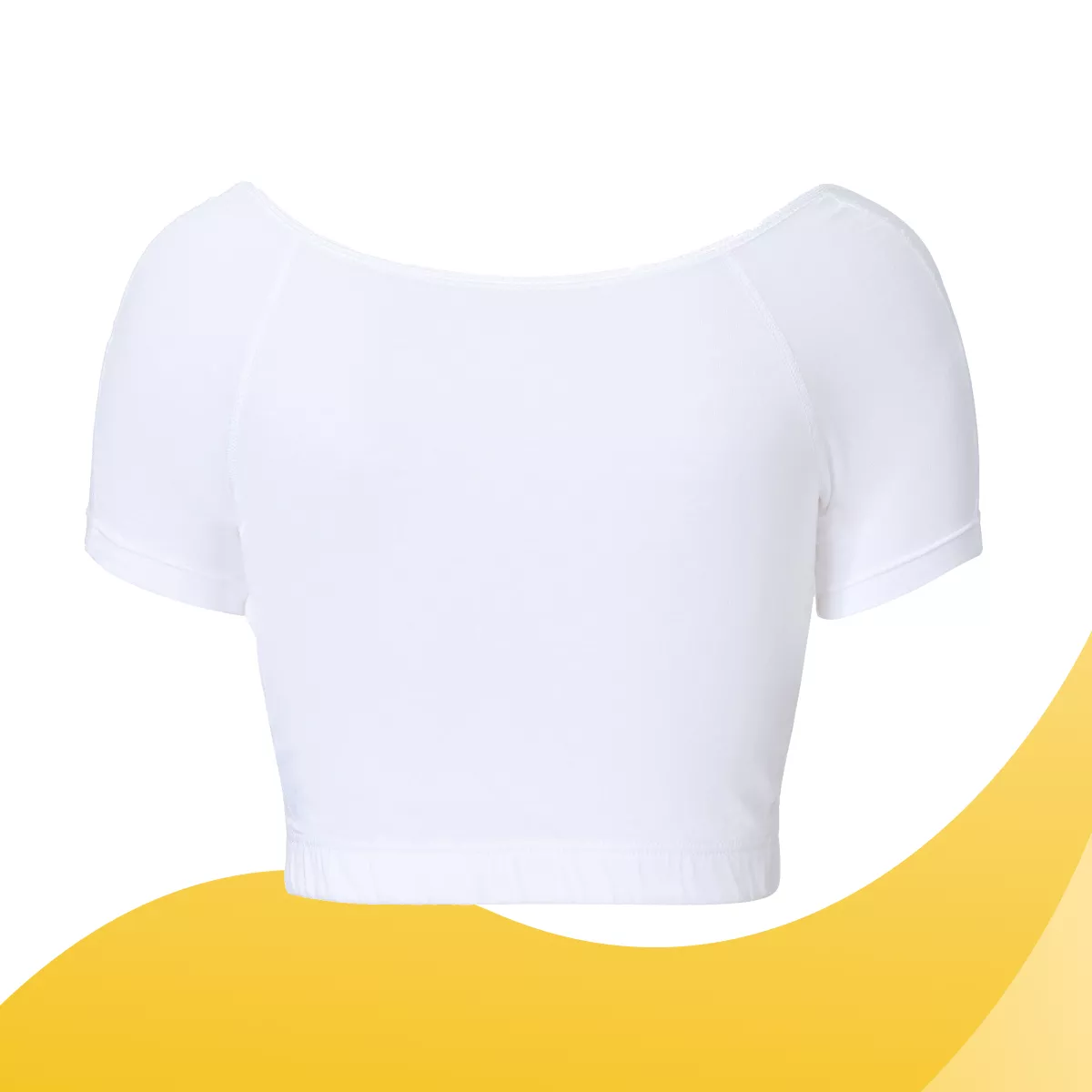 Vue de face d’un t-shirt blanc court anti-transpiration pour femme de sweatstop