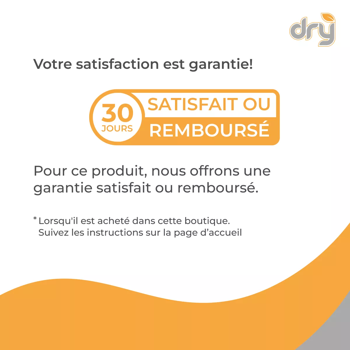Visuel sweatstop avec garantie 30 jours satisfait ou remboursé pour ce produit, valable pour un achat dans cette boutique.