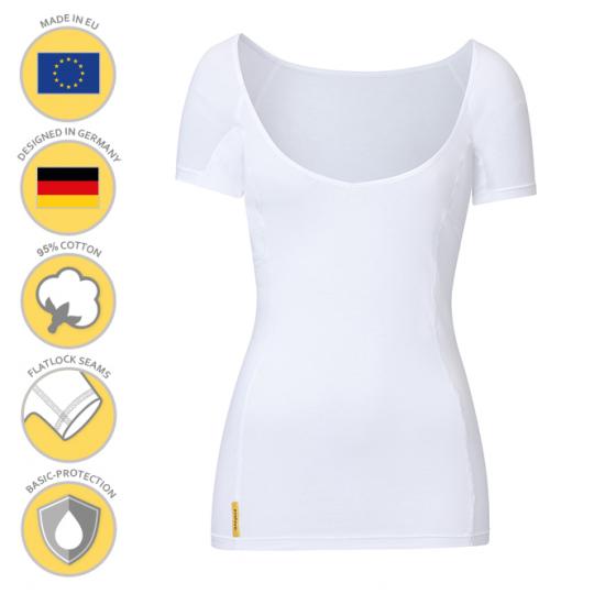 Femme-V-modern-shirt MANJANA® avec protection anti-auréoles integrée 